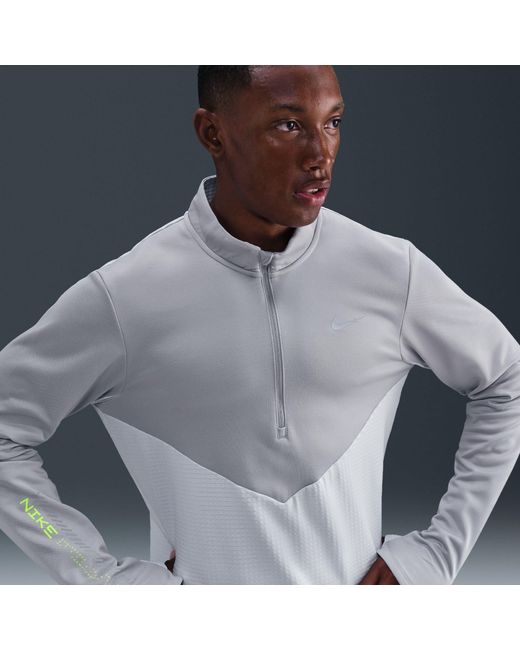 Nike Gray Long Sleeve Performance Running Top for men