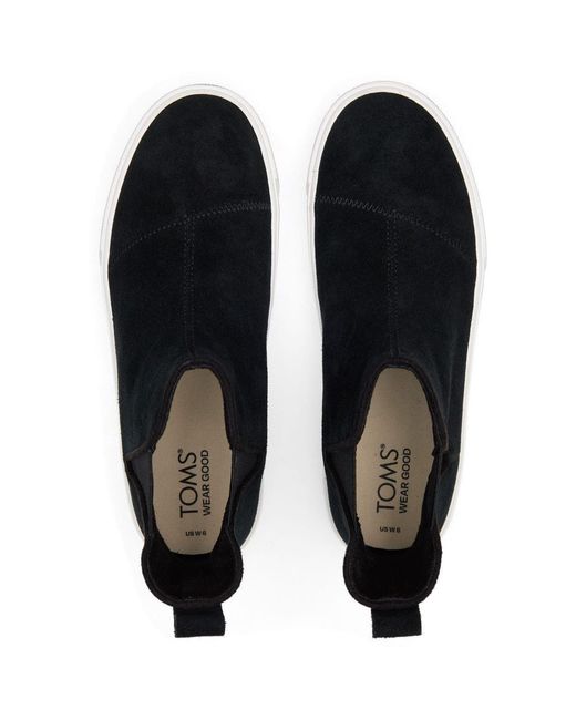 TOMS Black Ladies Fenix Suede Platform Ankle Boots