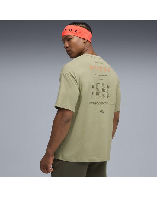 PUMA Green Hyrox Graphic Short-Sleeve Performance Gym Top for men
