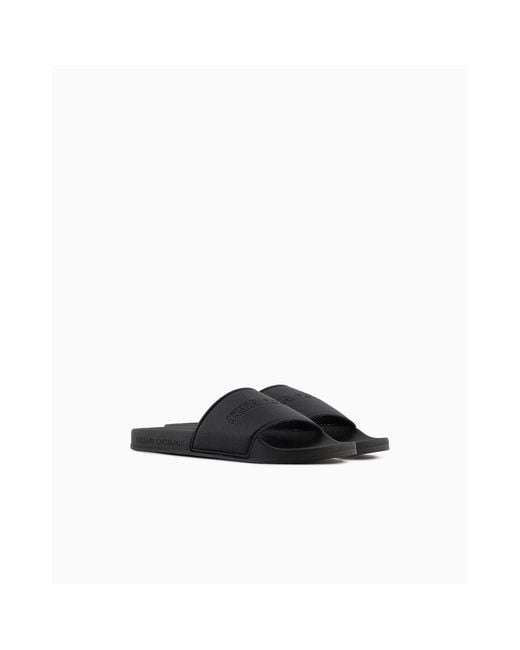 ARMANI EXCHANGE Black Pool Sliders for men