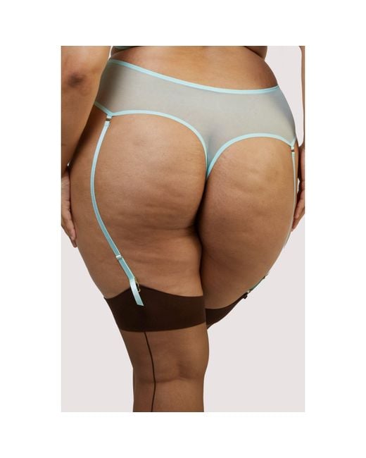 Playful Promises Blue Valerie Embroidery & Mesh High Waist Suspende