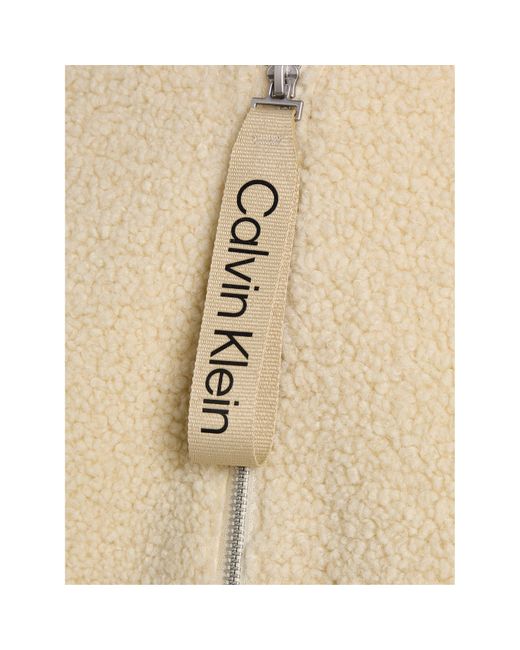 Calvin Klein Natural Sherpa Recycled Polyester Relaxed Fit Shearling Jacket