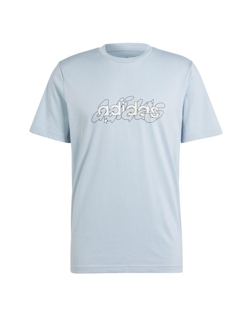 Adidas Blue Essentials Single Jersey Logo T-Shirt for men
