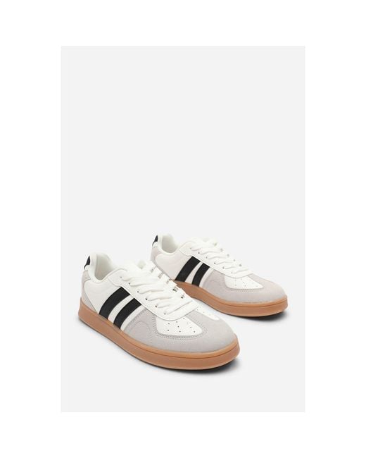 Where's That From Brown Classic Retro Lace Up Trainer With Stripes