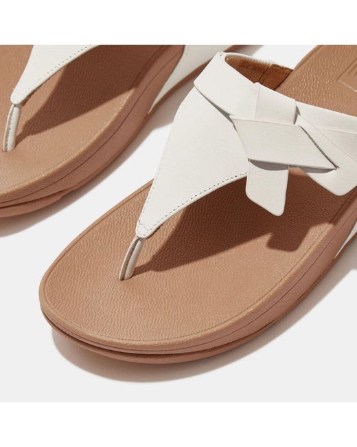 Fitflop Natural Lulu Folded-Knot Leather Toe-Post Sandals
