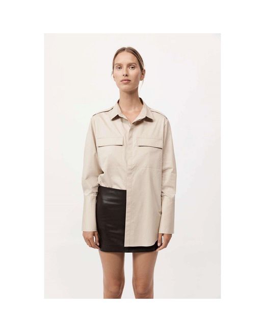 St. Agni Gray Leather Mini Skirt