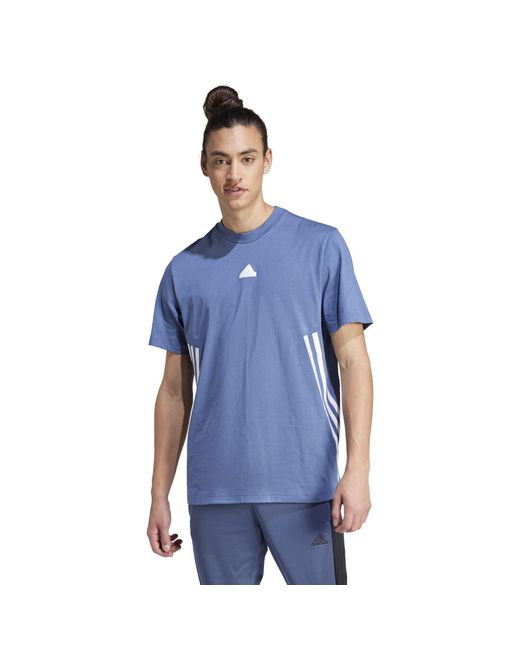 Adidas Blue Future Icons 3-Stripes T-Shirt for men