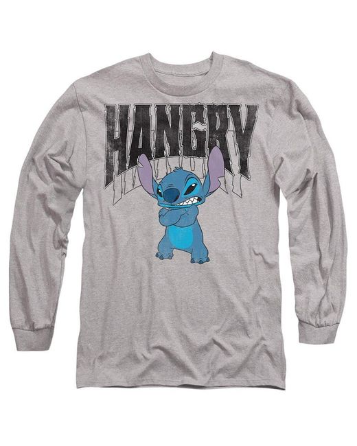 Disney Gray Lilo And Stitch Hangry Long Sleeve T-Shirt Athlet for men