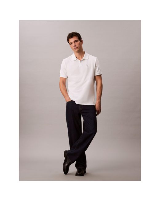 Calvin Klein White Ckj Pique Short-Sleeve Polo Shirt for men