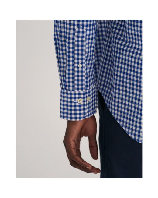 Gant Blue Regular Fit Gingham Poplin Shirt for men