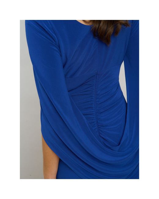 Gina Bacconi Blue Jenna Draped Back Shoulder Maxi Dress