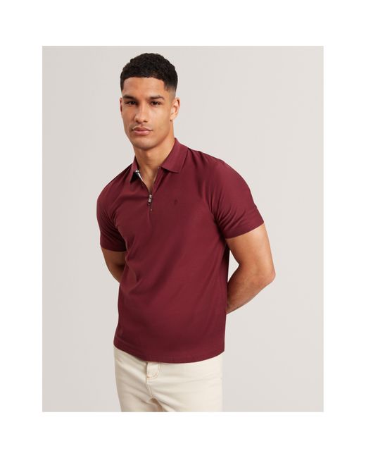 Ted Baker Textured Zip Short Sleeve Polo Shirt for men