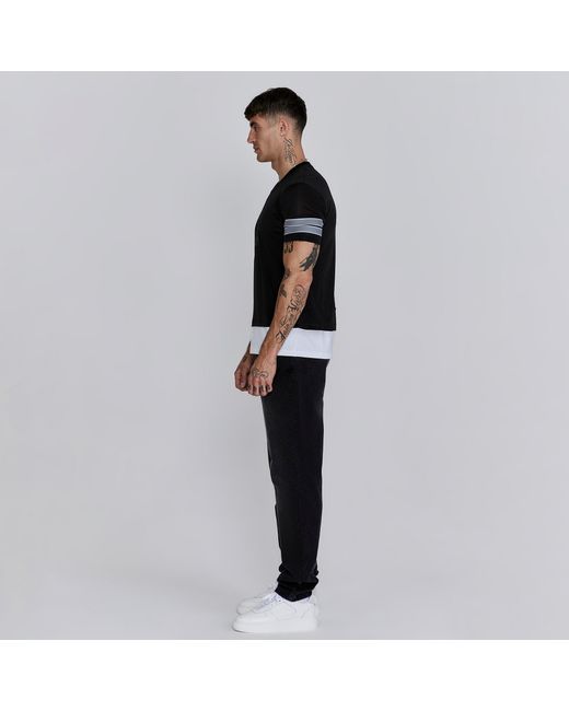 Siksilk Black Slim Fit Sports T-Shirt for men