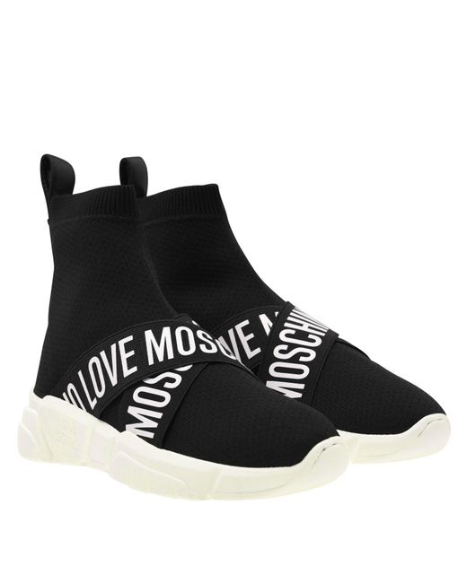 Love Moschino Black Strap Sock Runners