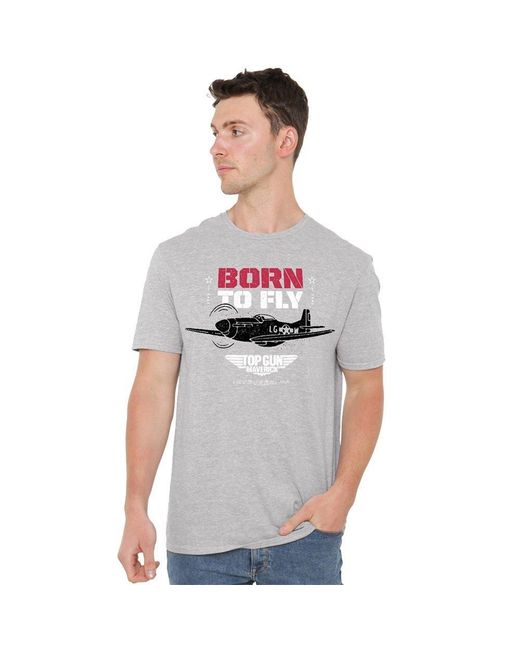 top gun Gray Born To Fly T Shirt Athletic Heather for men