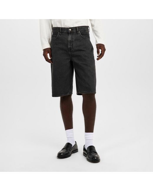 7 For All Mankind Black Wide Denim Shorts for men