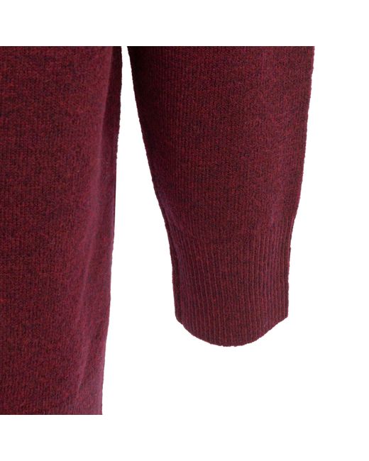 Miso Red V Neck Loose Stripe Sweater Dress
