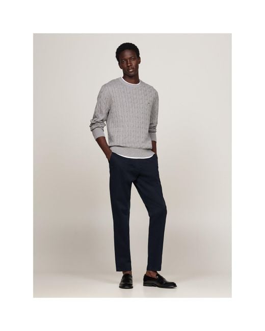 Tommy Hilfiger Gray Classic Cotton Cable Crew Neck for men