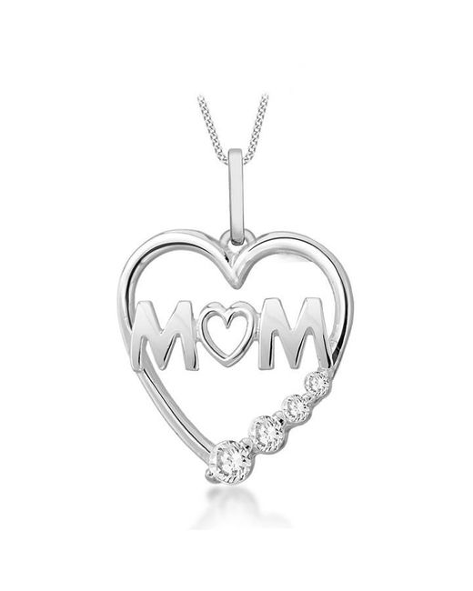 Be You Metallic Sterling Cz 'mum' Heart Necklace