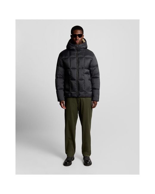 Lyle & Scott Black Cocoon Long Puffer Jacket for men