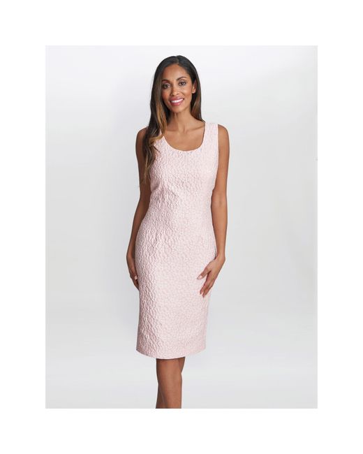 Gina Bacconi Pink Kathy Jacquard Shift Dress And Bolero