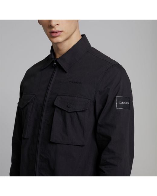 Calvin Klein Black Lifestyle Cotton Long Sleeve Overshirt for men