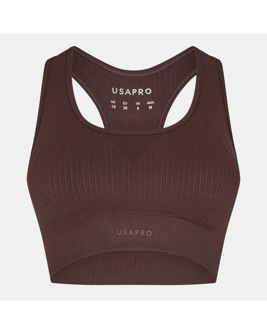 Usa Pro Black Up Seamless Crop Sports Bra