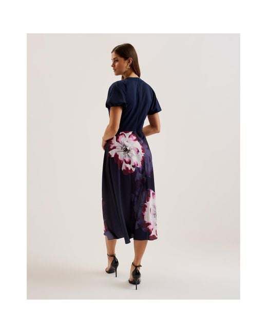 Ted Baker Blue Mitzic Printed Tea Dress