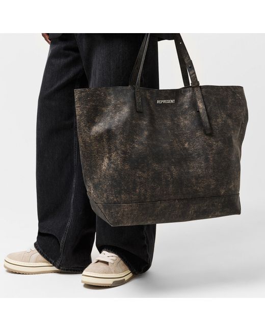 Represent Black Leather Tote Bag for men