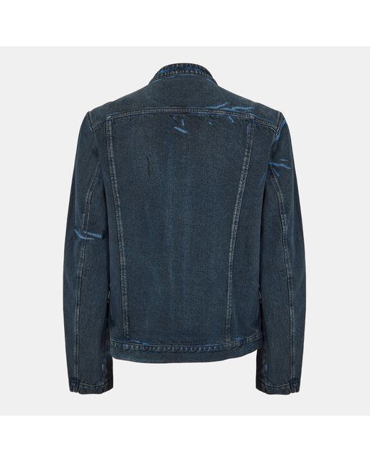 DIESEL Blue Aviation-Inspired Ribbed Zip Bomber Jacket for men