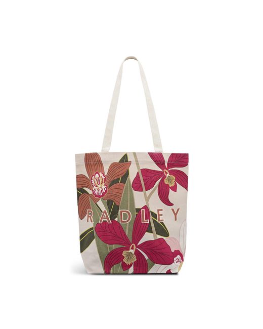 Radley Pink Floral Cotton Canvas Tote Bag