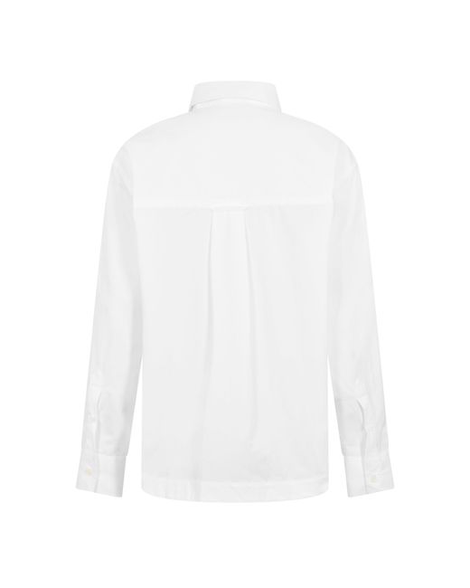 AMI White Sharp Collar Long Sleeve Plain Shirt for men