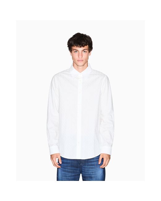 ARMANI EXCHANGE White Long Sleeve Plain Shirt for men