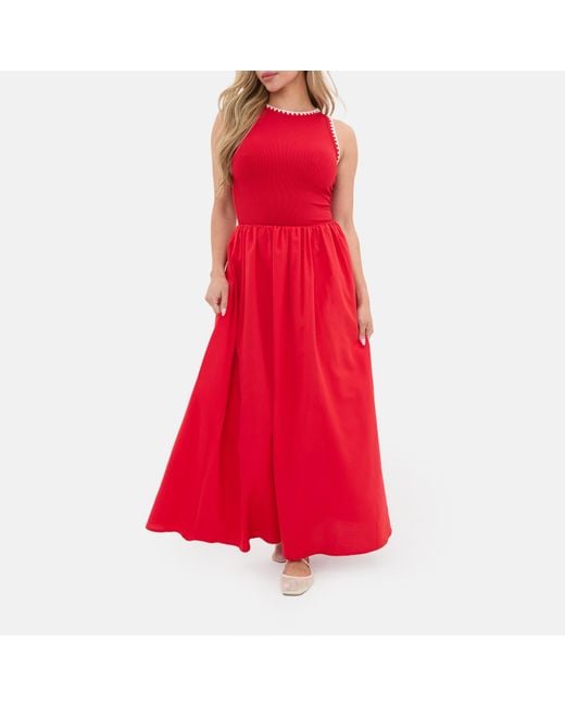 I Saw It First Red Whipstitch Midaxi Dress