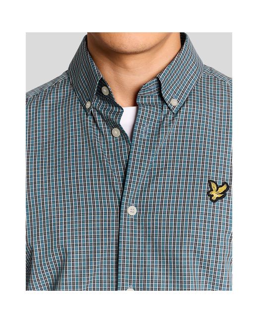 Lyle & Scott Blue Patterned Short Sleeve Shirt for men