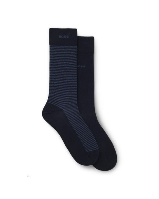Boss Blue 2 Pack Of Stripe Socks for men