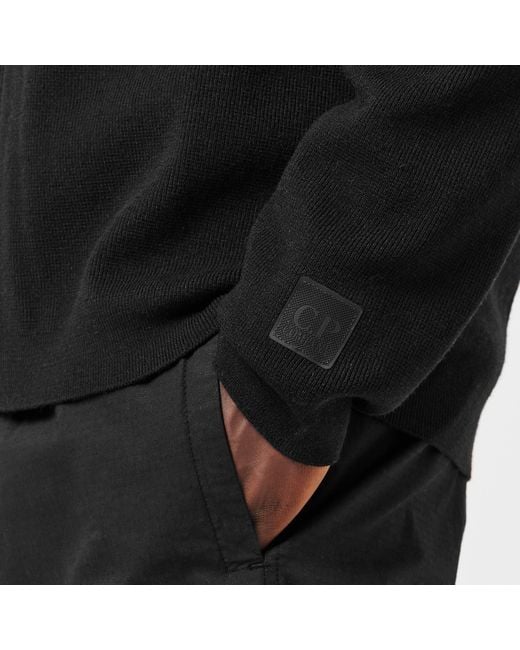 CP COMPANY METROPOLIS Black Zip-Through Knitted Top for men