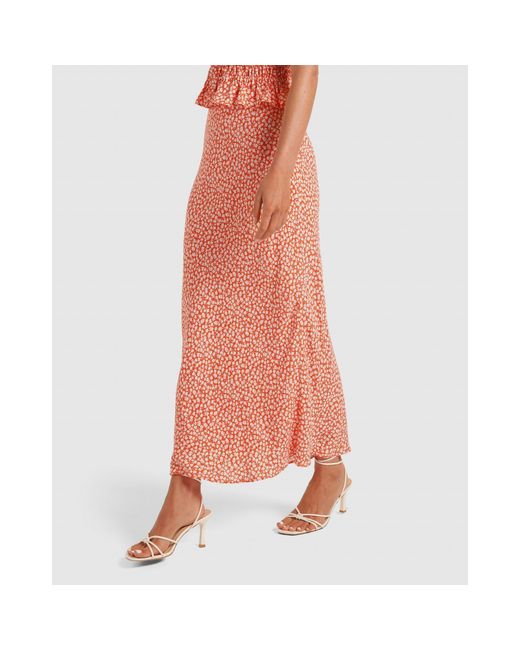 Forever New Orange Posy Bias Maxi Skirt