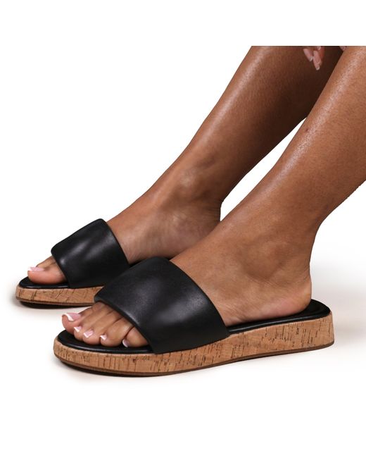 Where's That From Brown Pu Julia Flatform Sliders Sandal Ladies