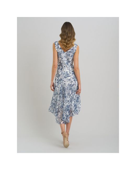 Gina Bacconi Blue India Chiffon Print Dress