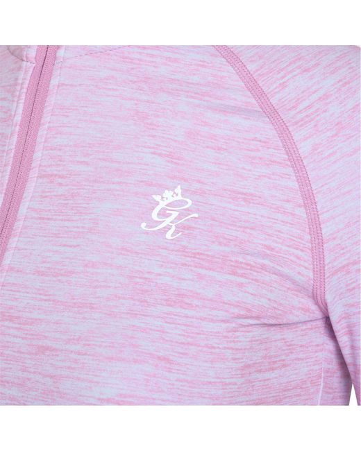 Gym King Pink Full Zip Funnel Long Sleeve Slim Fit Performance Training Jacket