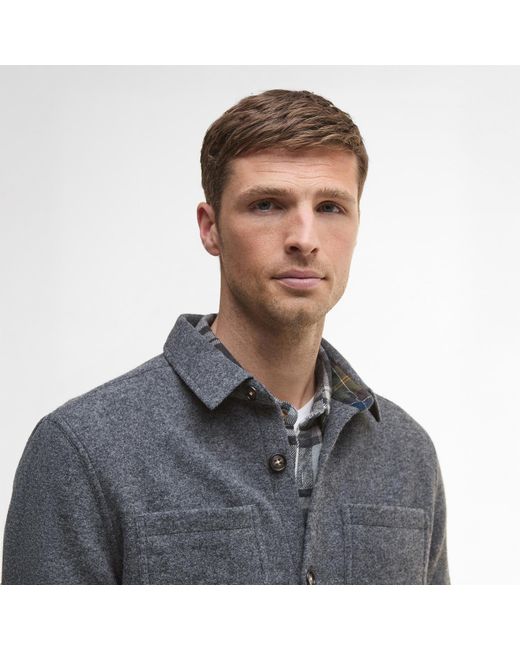 Barbour Gray Marlow Wool Long Sleeve Overshirt for men