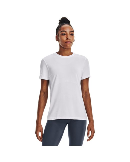 Under Armour White Seamless Stride Short-Sleeve Performance Running Top