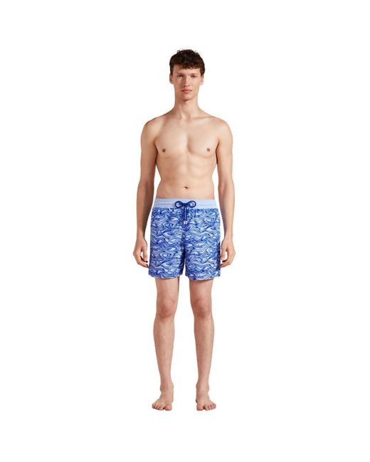 Vilebrequin Blue Swim Trunks Flocked Aquarium for men