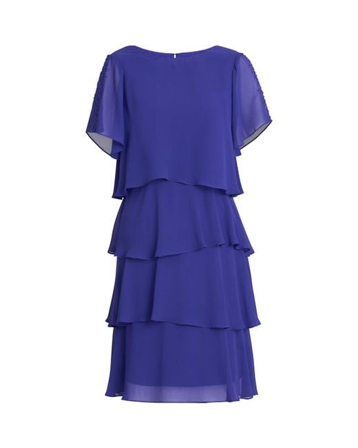Gina Bacconi Blue Cherry Tiered Chiffon Dress
