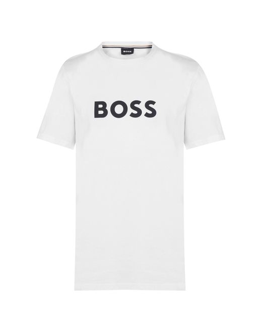Boss White Bodywear Short Sleeve T-Shirt With Logo Print Detail for men