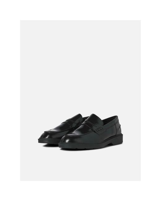 Jack & Jones Black Dax Leather Loafers for men