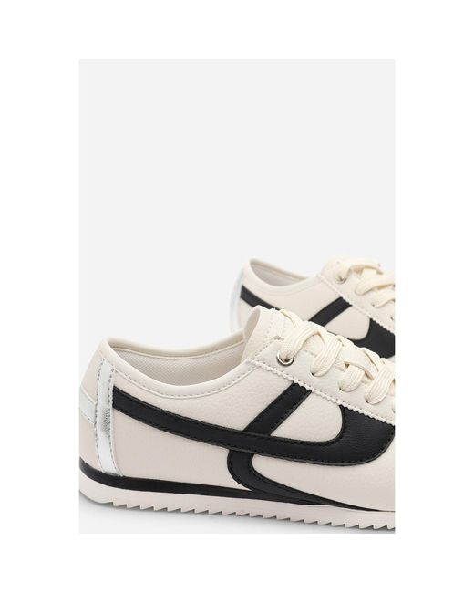 Where's That From Blue Court Lace Up Trainer With Stripe Detail