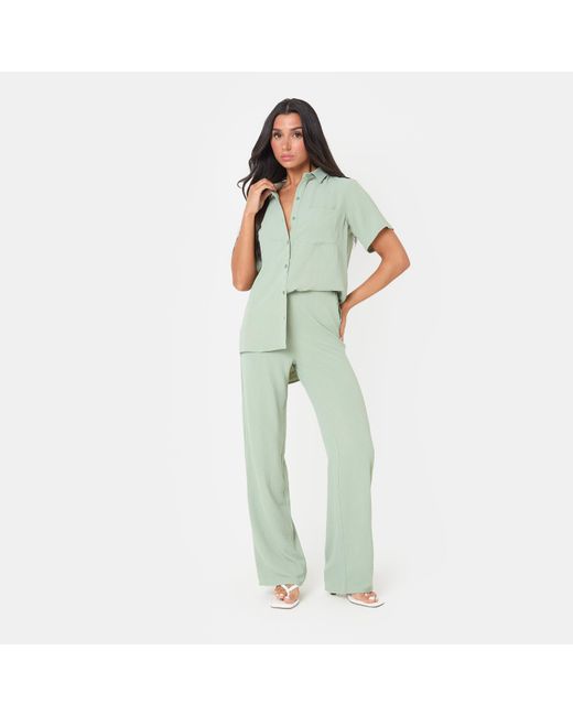 I Saw It First Green Soft Crepe Short Sleeve Shirt