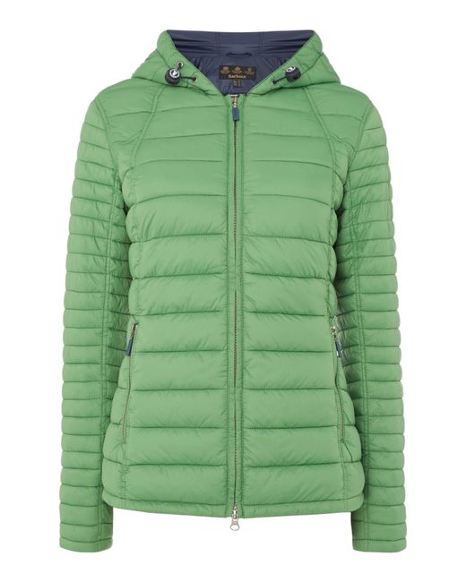 Barbour Green Heavenfield Quilted Short Coat With Hood
